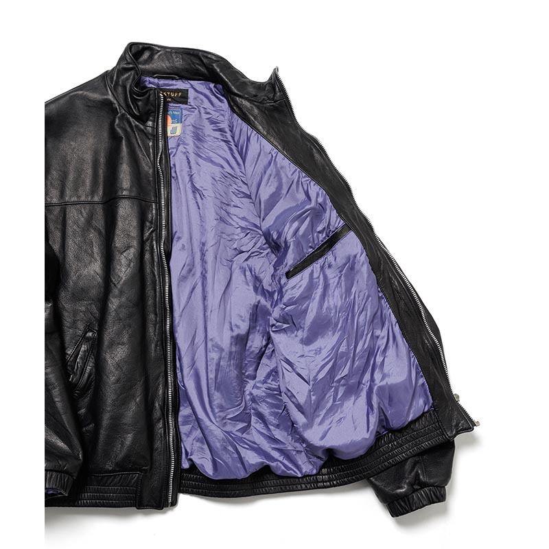 LEATHER TRACK JACKET -BLACK-