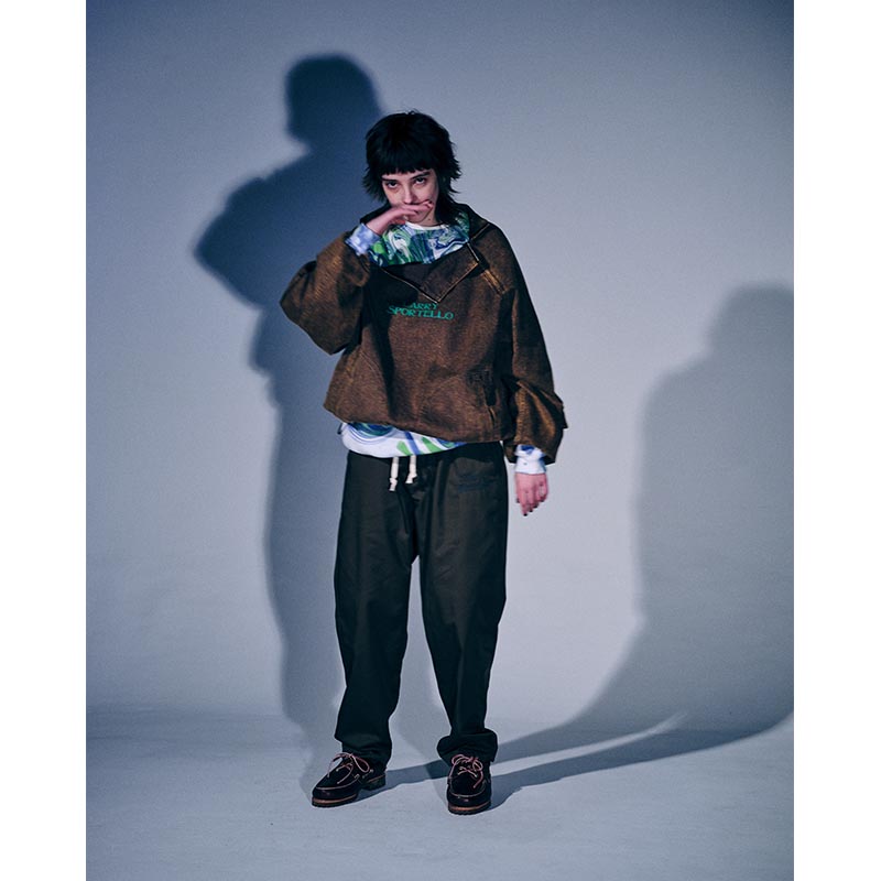 DENIM ANORAK SHIRT -KHAKI-