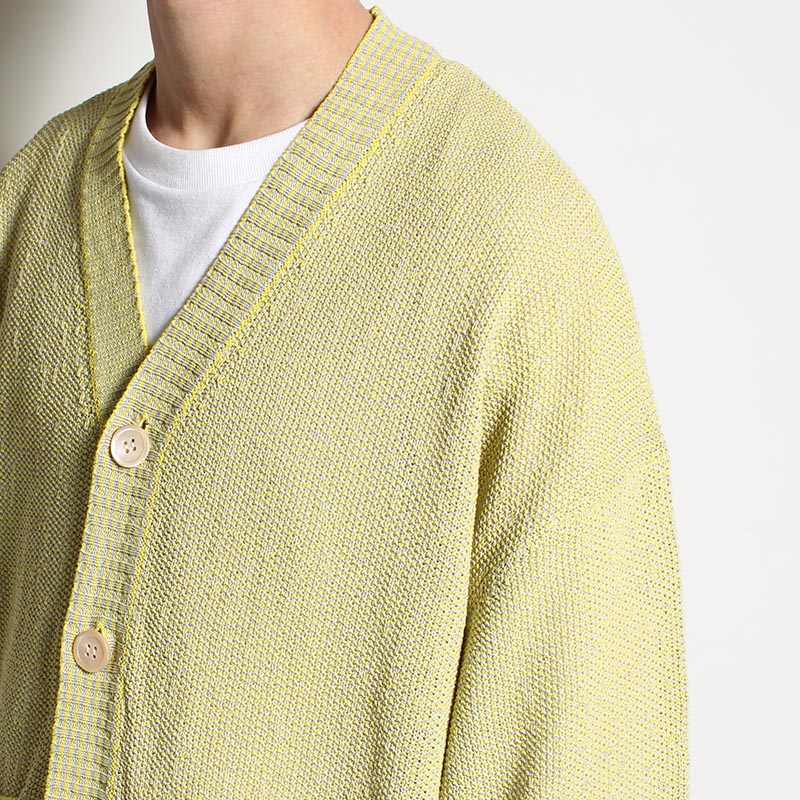 PAPER KNIT CARDIGAN 7G Japanese Paper Knit -BRIGHT YELLOW- | IN ...