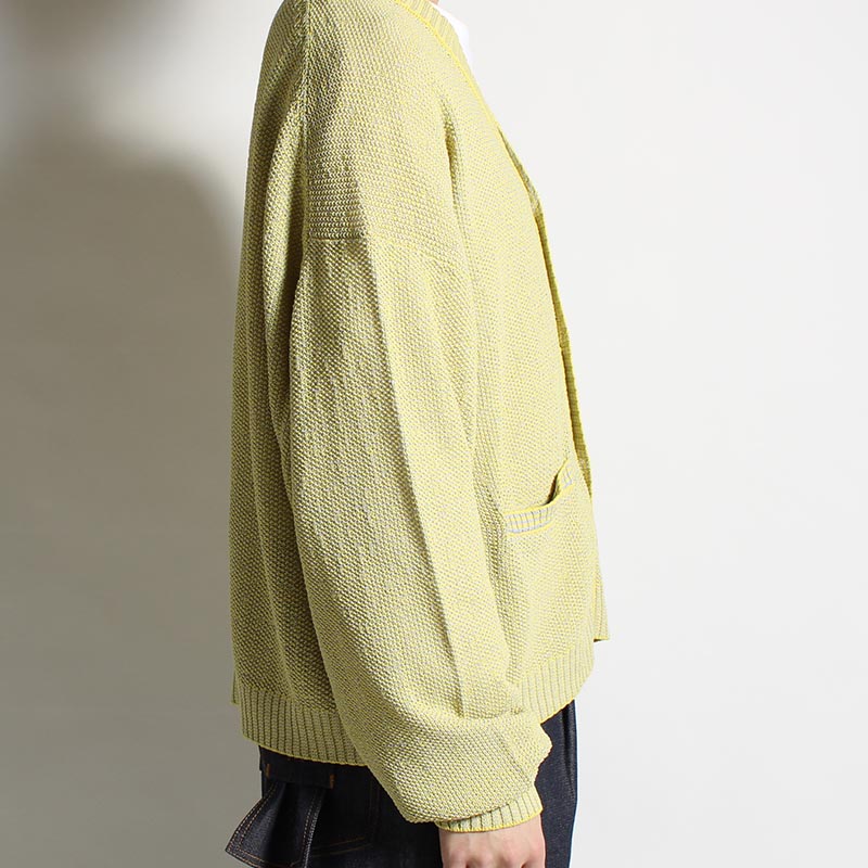PAPER KNIT CARDIGAN 7G Japanese Paper Knit -BRIGHT YELLOW-