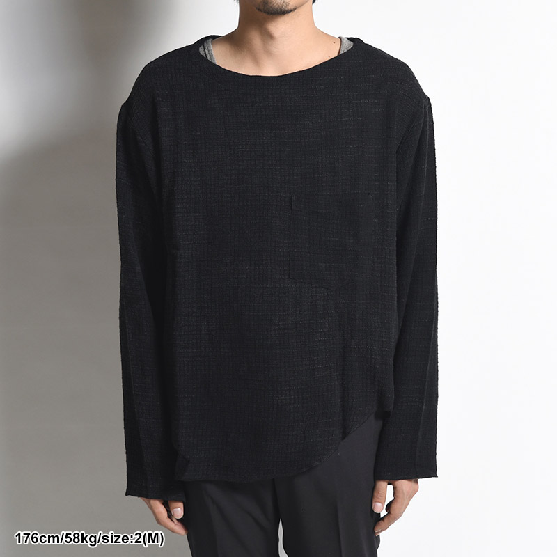 BOATNECK SHIRTS Stone Wash -BLK MESH-