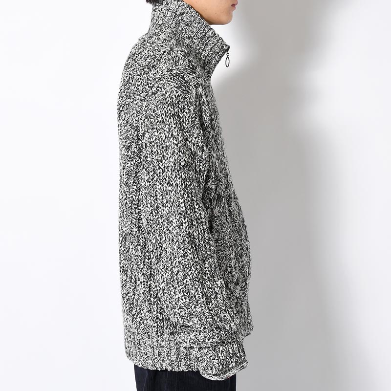 ARAN ZIP SWEATER -MIX BLACK-