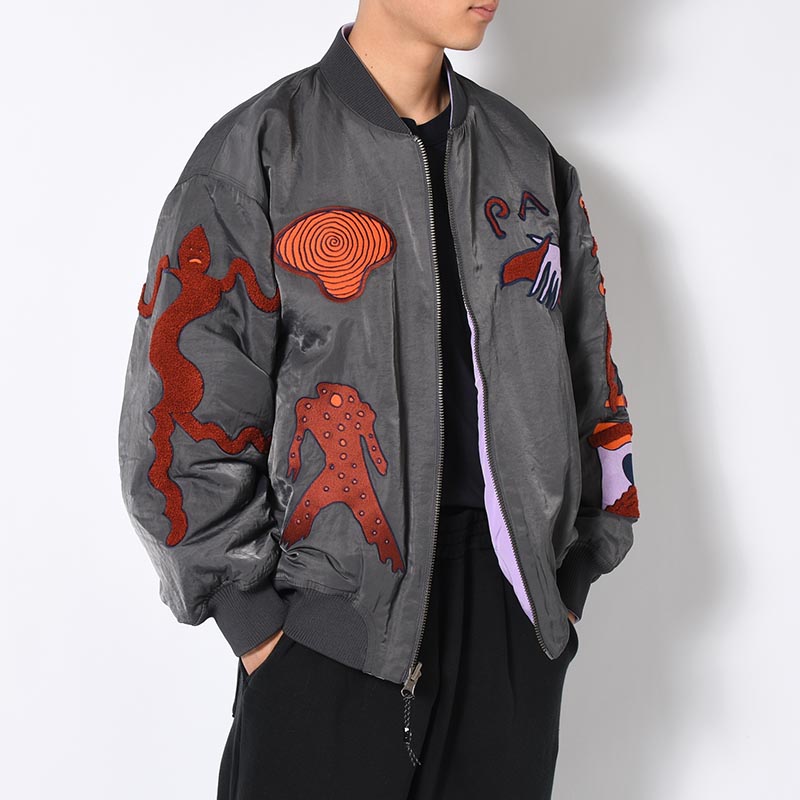 MARKINGS REVERSIBLE BOMBER JACKET -CHARCOAL-