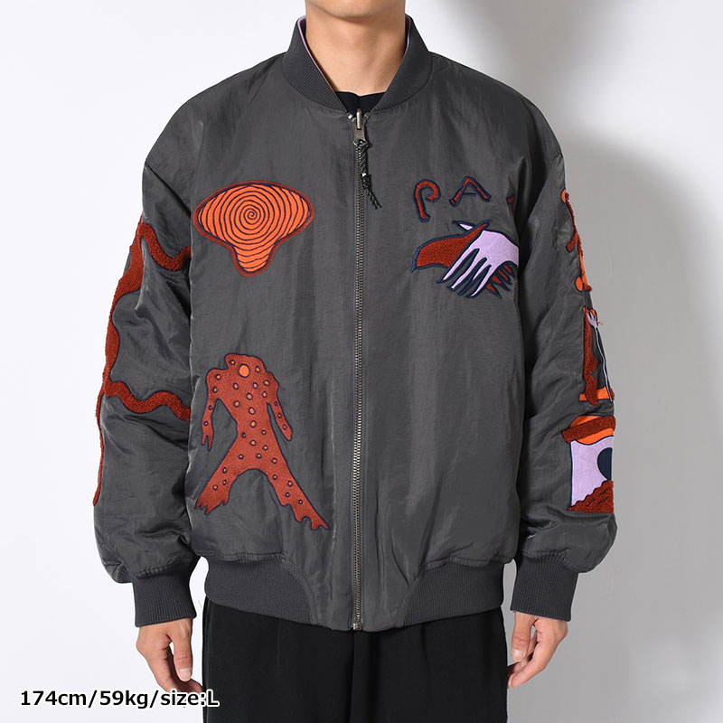 MARKINGS REVERSIBLE BOMBER JACKET -CHARCOAL-