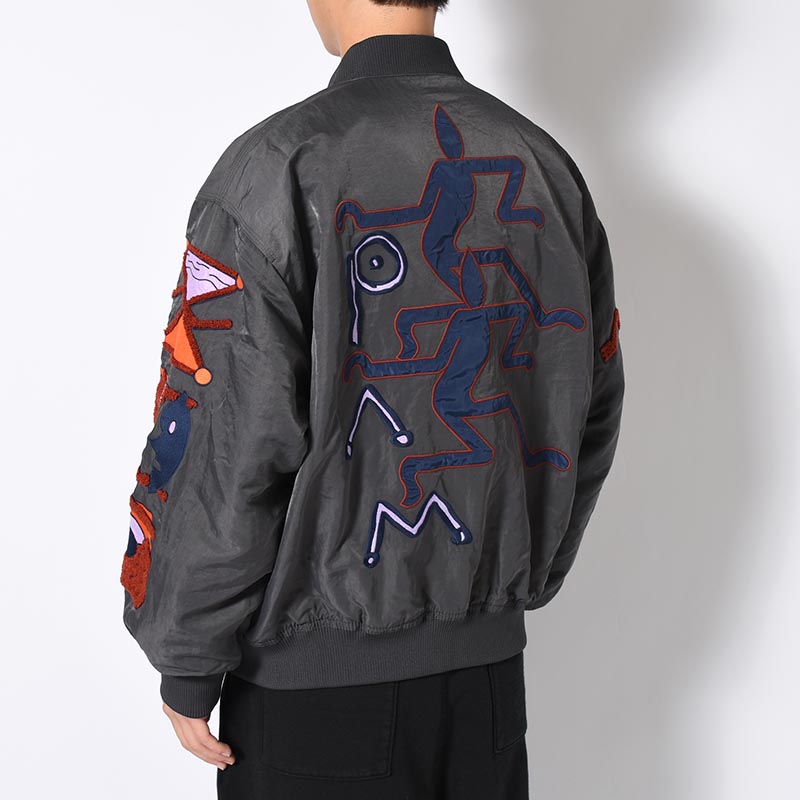 MARKINGS REVERSIBLE BOMBER JACKET -CHARCOAL-