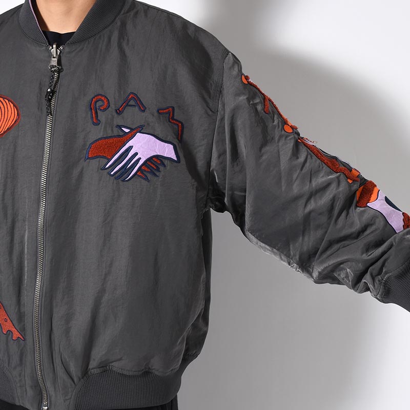 MARKINGS REVERSIBLE BOMBER JACKET -CHARCOAL-