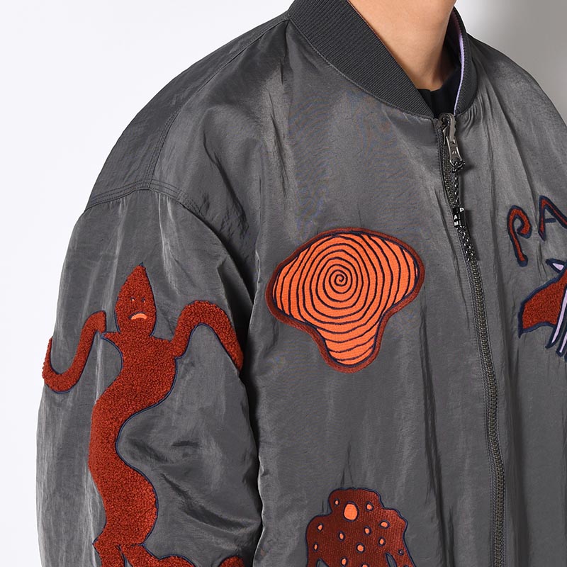 MARKINGS REVERSIBLE BOMBER JACKET -CHARCOAL-