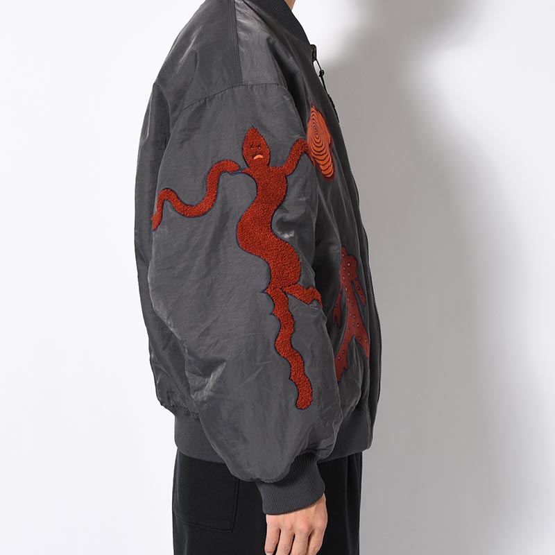 MARKINGS REVERSIBLE BOMBER JACKET -CHARCOAL-