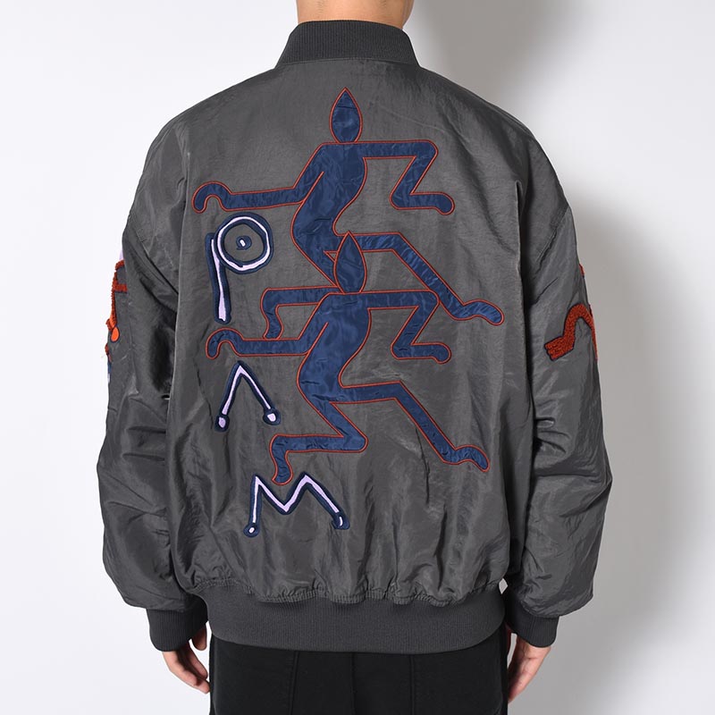 MARKINGS REVERSIBLE BOMBER JACKET -CHARCOAL-