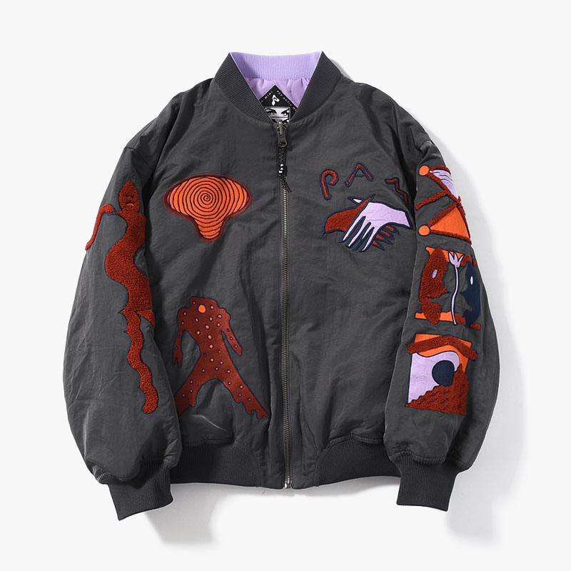 MARKINGS REVERSIBLE BOMBER JACKET -CHARCOAL-