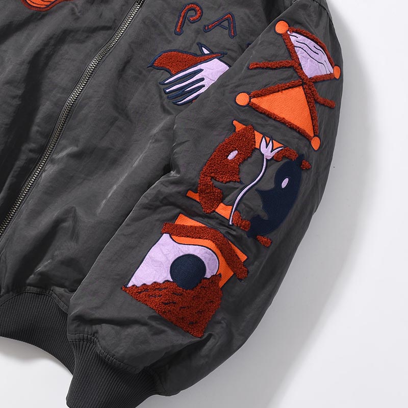 MARKINGS REVERSIBLE BOMBER JACKET -CHARCOAL-