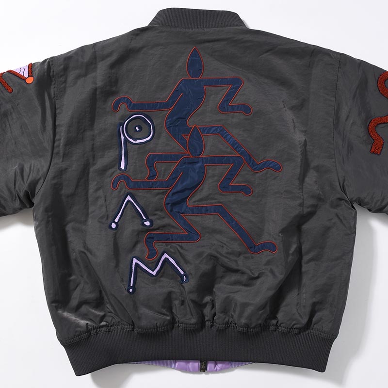 MARKINGS REVERSIBLE BOMBER JACKET -CHARCOAL-