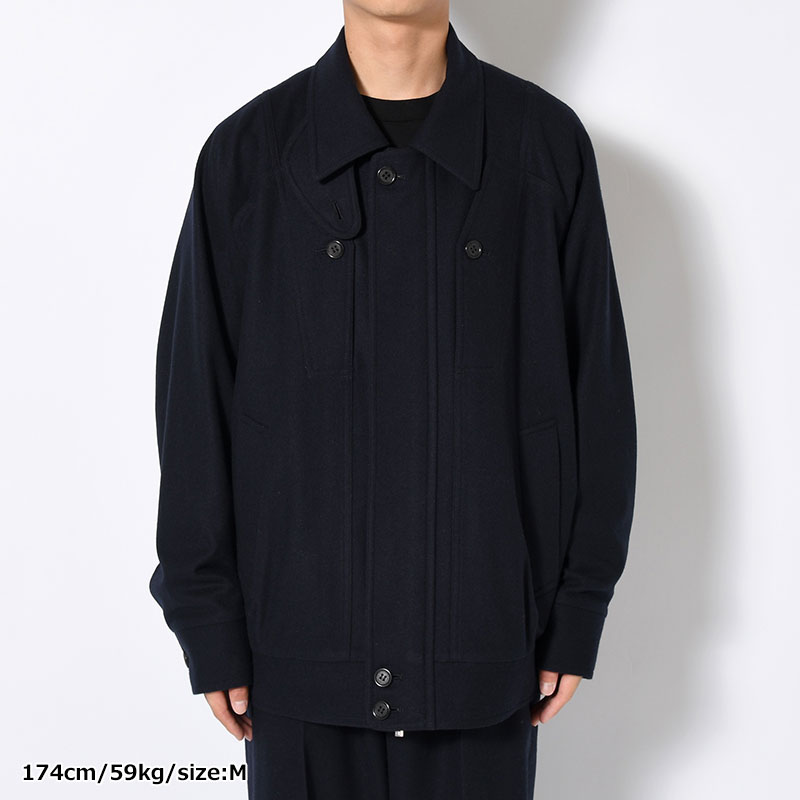 MULTI POCKET BLOUSON Powder Melton -NAVY-