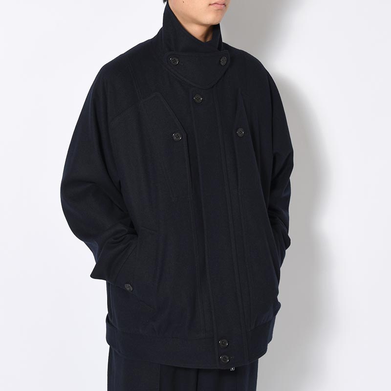 MULTI POCKET BLOUSON Powder Melton -NAVY-