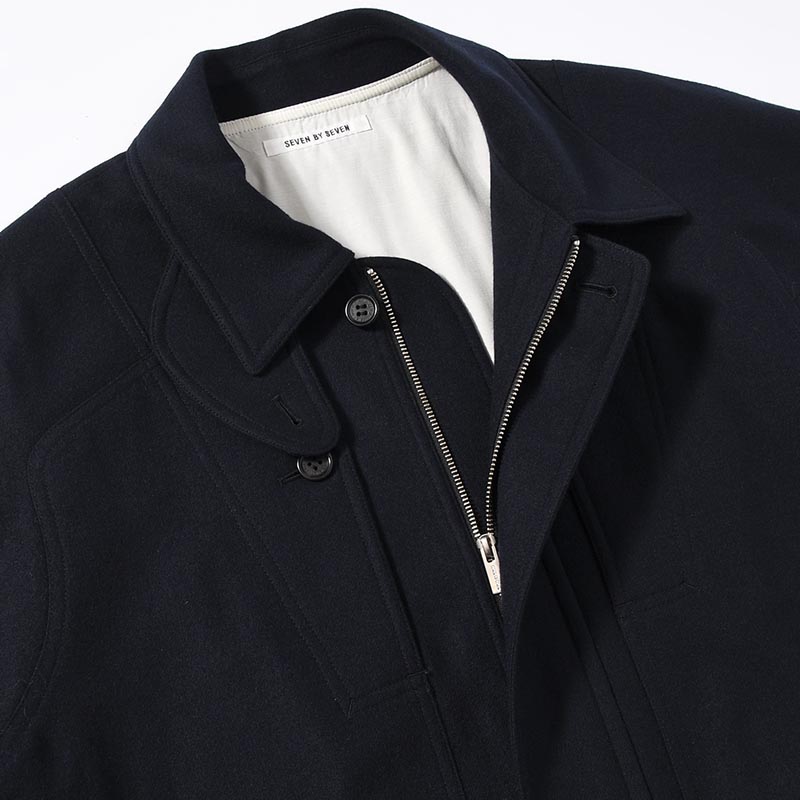 MULTI POCKET BLOUSON Powder Melton -NAVY-