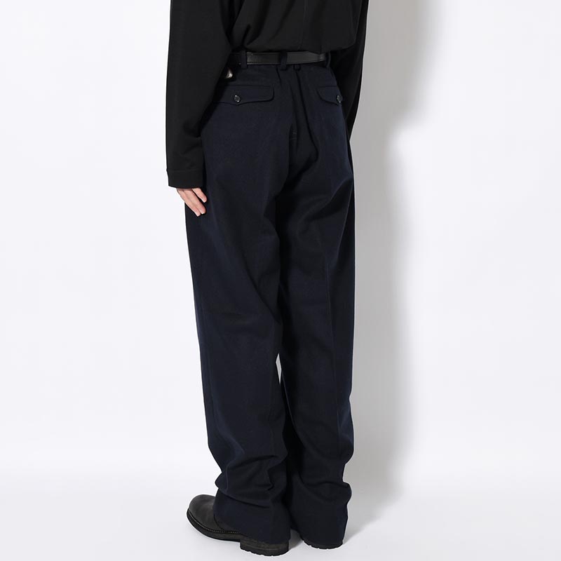 IN TUCK TROUSERS Powder Melton -NAVY-