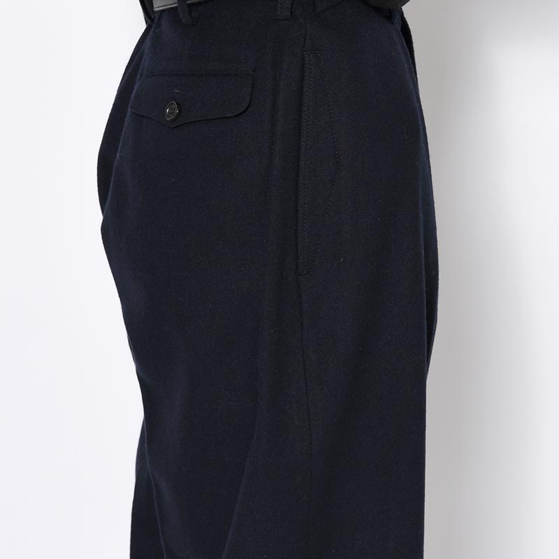 IN TUCK TROUSERS Powder Melton -NAVY-