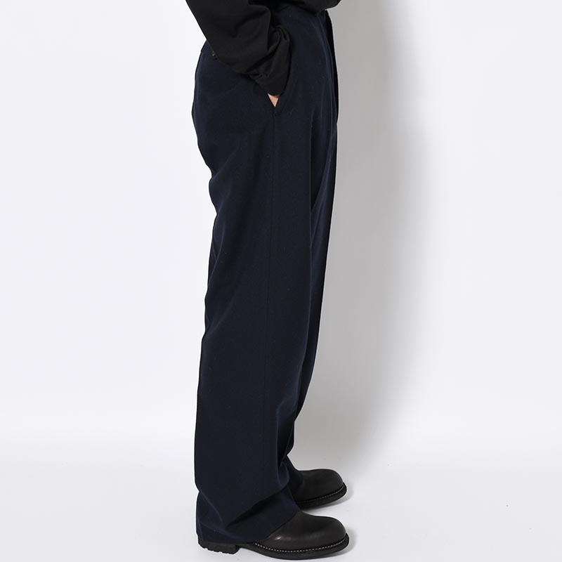 IN TUCK TROUSERS Powder Melton -NAVY-