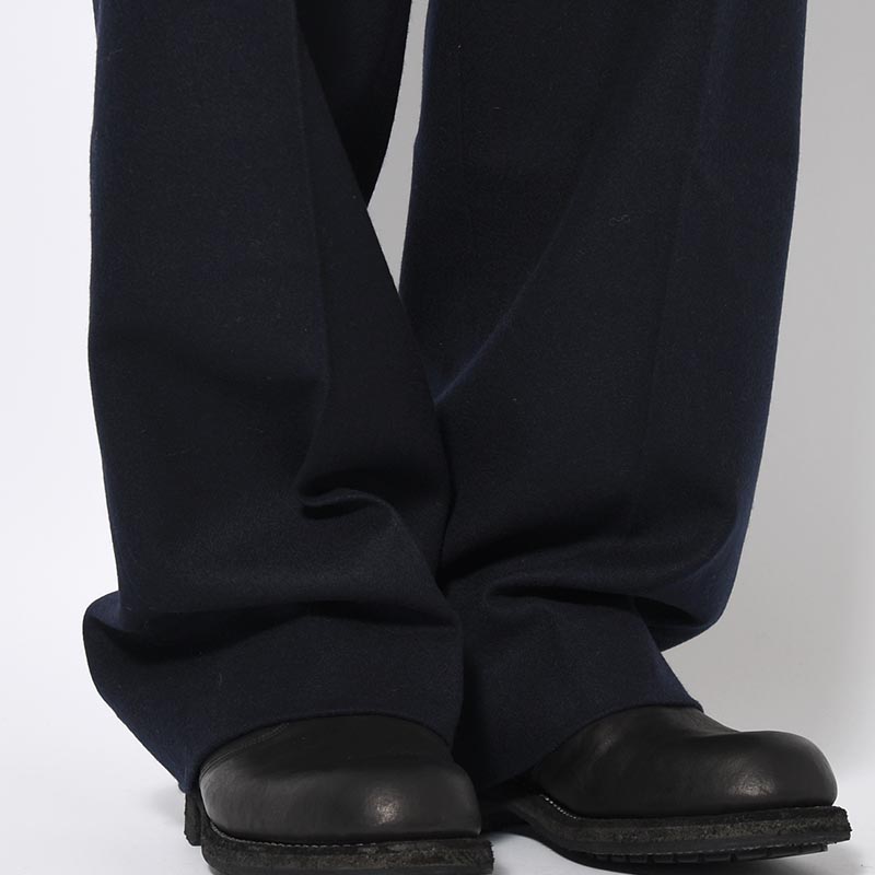 IN TUCK TROUSERS Powder Melton -NAVY-