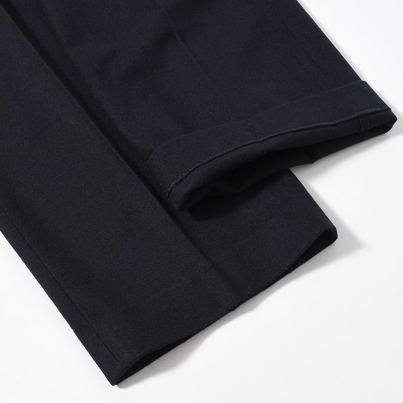 IN TUCK TROUSERS Powder Melton -NAVY-