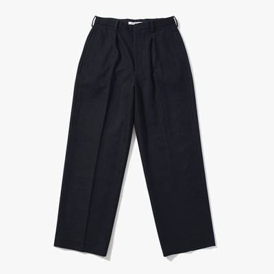 IN TUCK TROUSERS Powder Melton -NAVY-