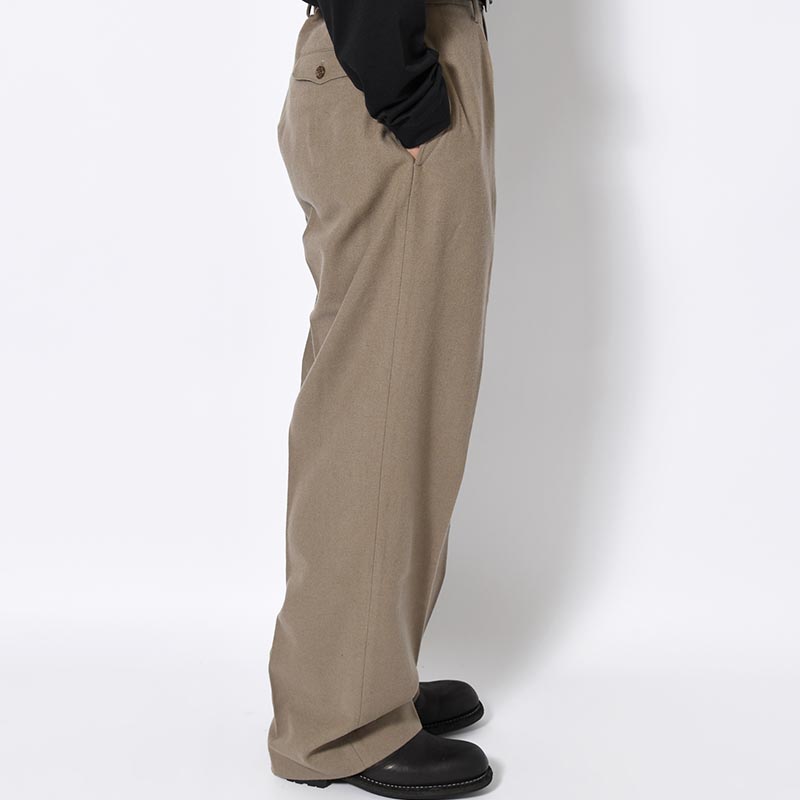 IN TUCK TROUSERS Powder Melton -GRAY-