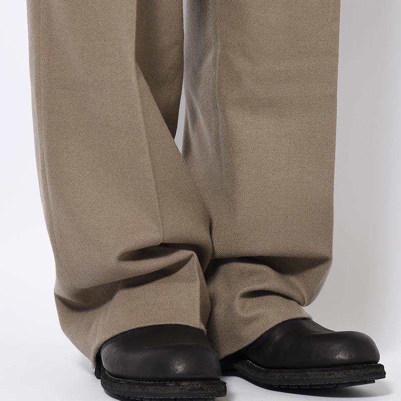 IN TUCK TROUSERS Powder Melton -GRAY-