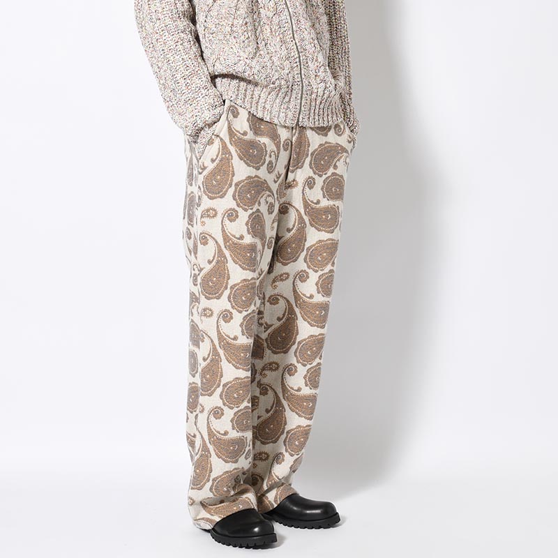 EASY TROUSERS Paisley jacquard -BEIGE-