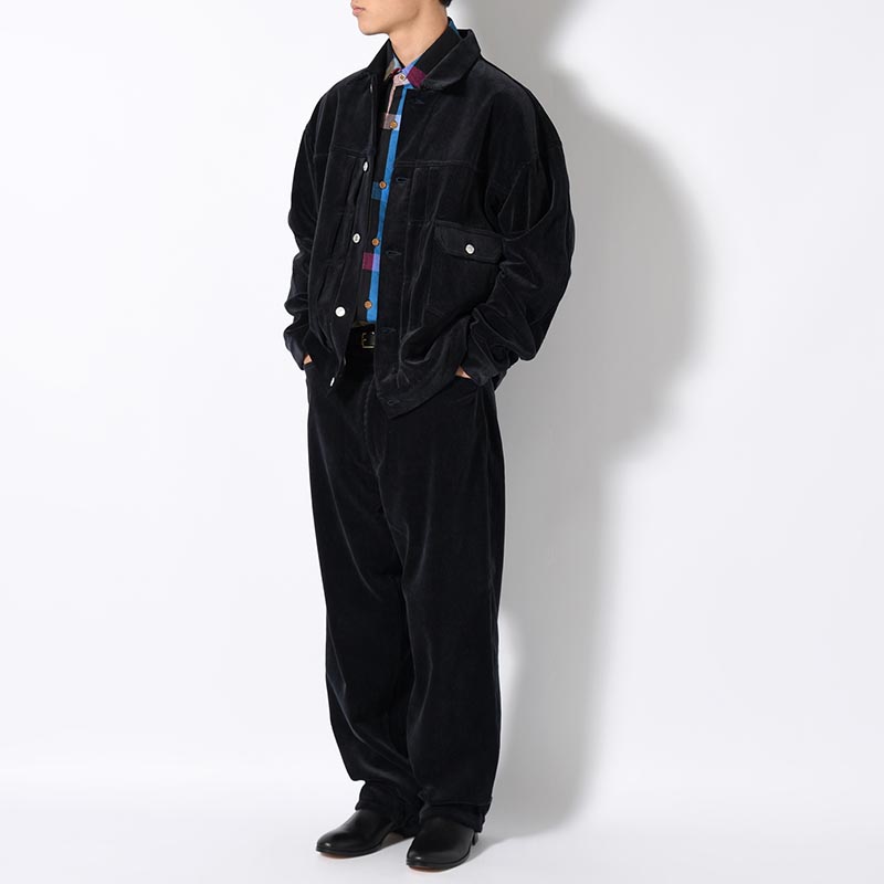 CORDUROY WIDE PANTS -NAVY-