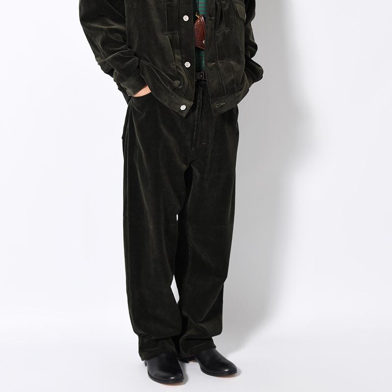 CORDUROY WIDE PANTS -OLIVE-