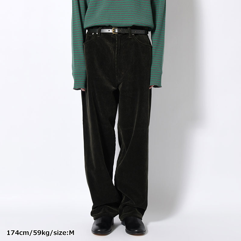 CORDUROY WIDE PANTS -OLIVE-