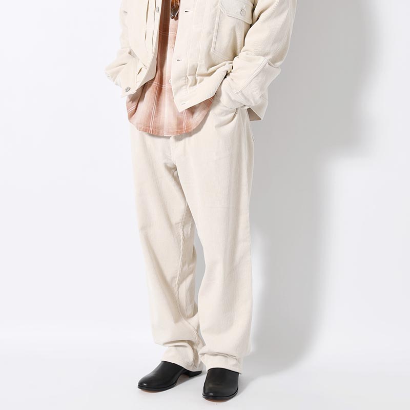 CORDUROY WIDE PANTS -WHITE-