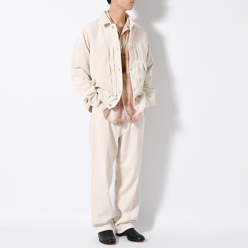 CORDUROY WIDE PANTS -WHITE-