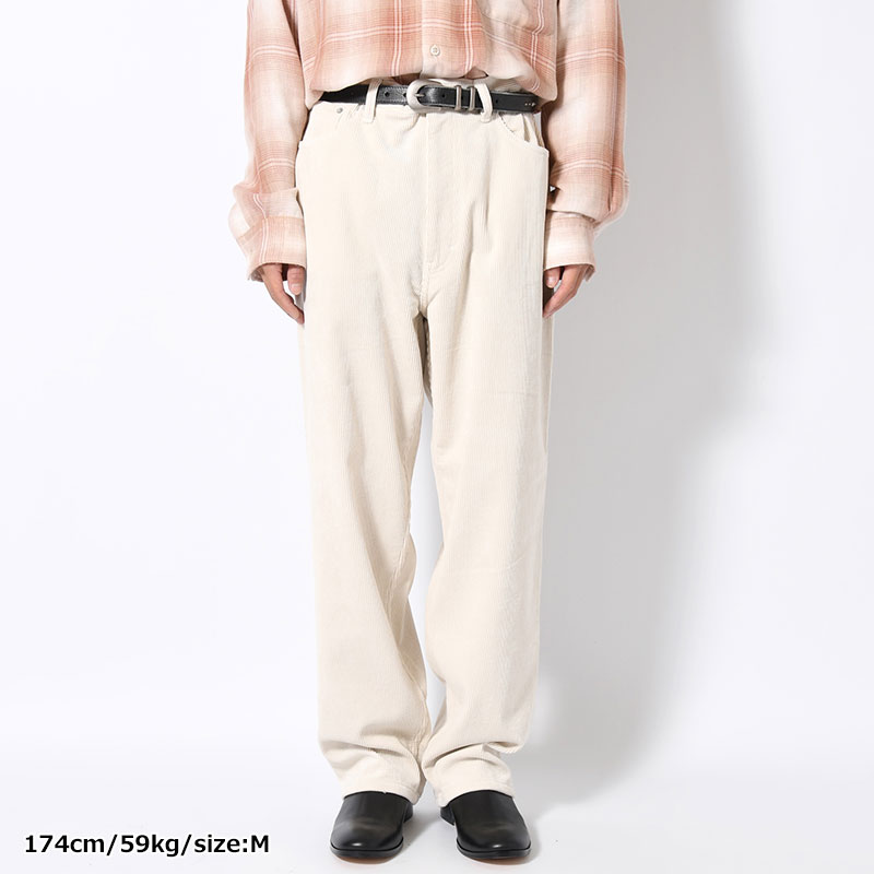 CORDUROY WIDE PANTS -WHITE-