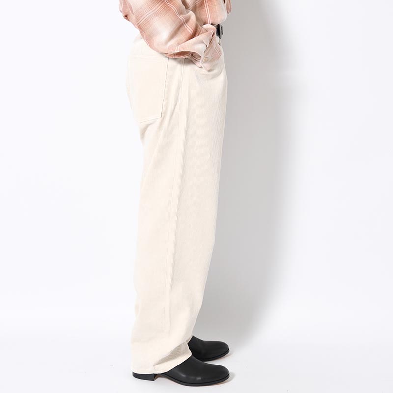 CORDUROY WIDE PANTS -WHITE-