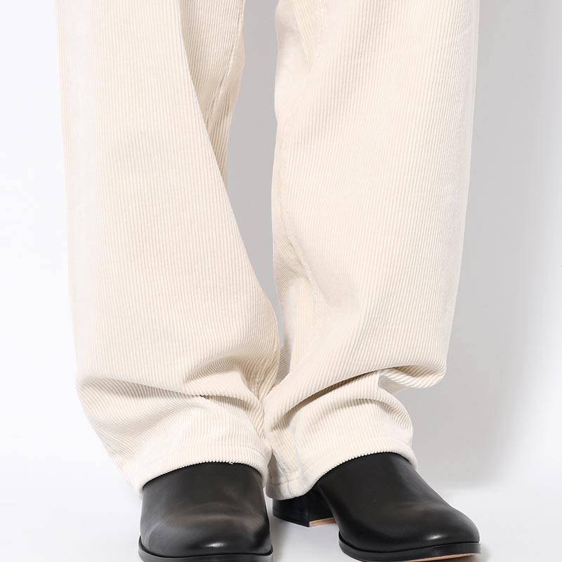 CORDUROY WIDE PANTS -WHITE-