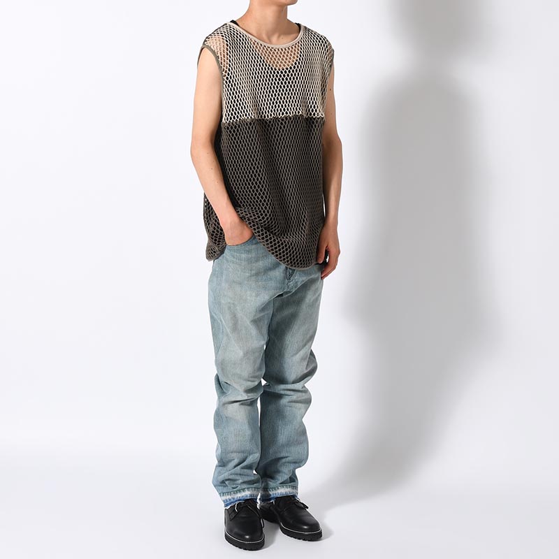 MESH NOSLEEVE -OLIVE/SAND-