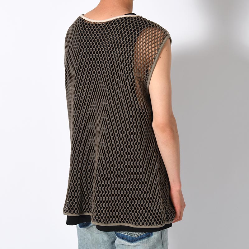 MESH NOSLEEVE -OLIVE/SAND-