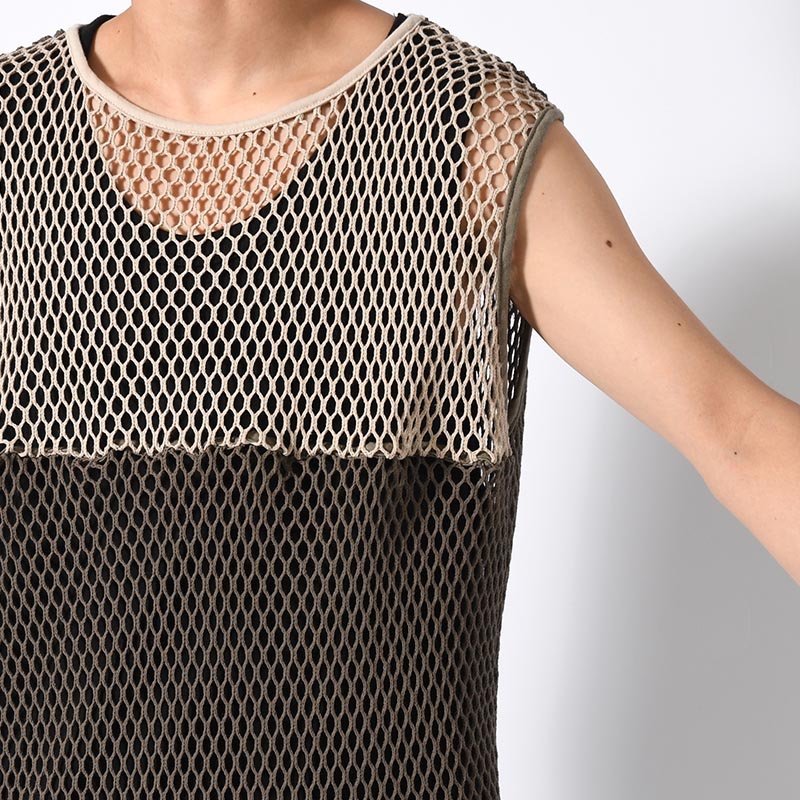 MESH NOSLEEVE -OLIVE/SAND-