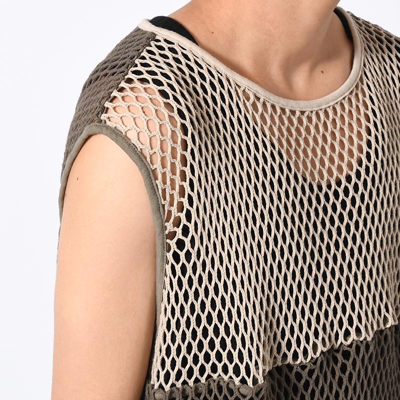 MESH NOSLEEVE -OLIVE/SAND-