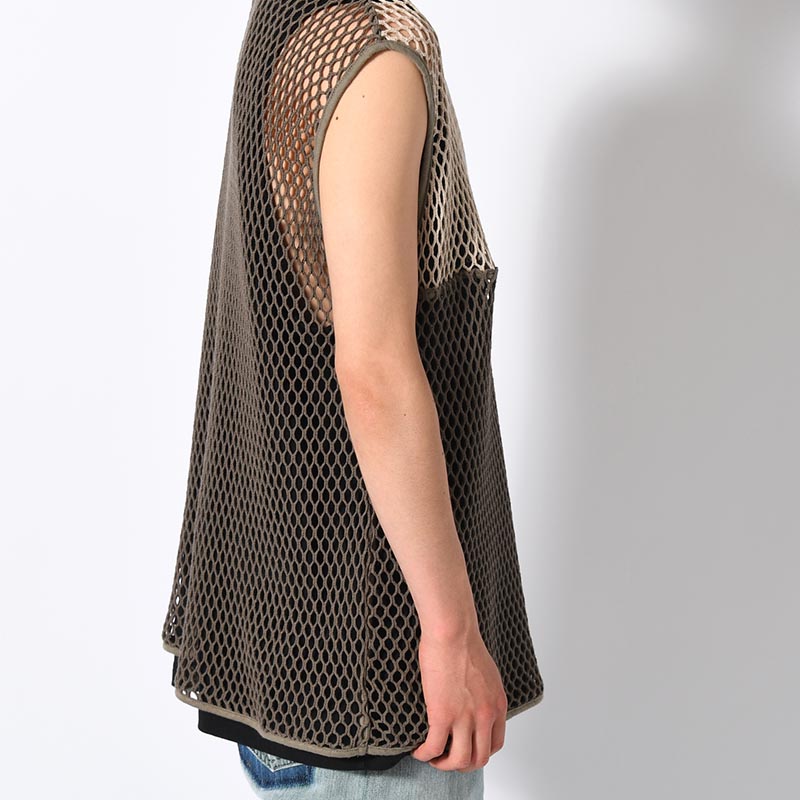 MESH NOSLEEVE -OLIVE/SAND-