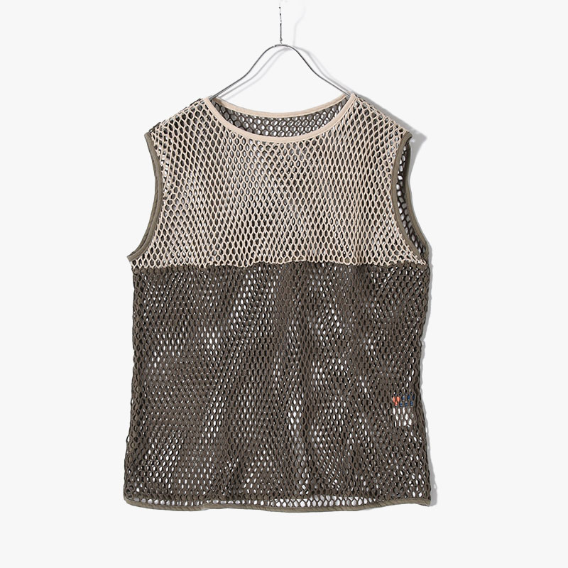 MESH NOSLEEVE -OLIVE/SAND-