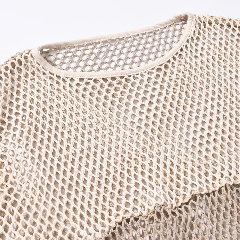 MESH NOSLEEVE -SAND/BEIGE-