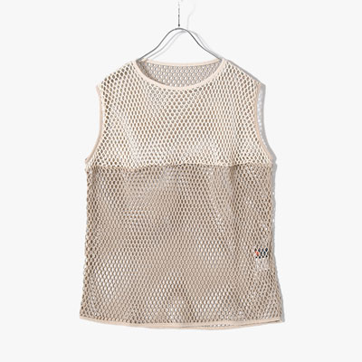 MESH NOSLEEVE -SAND/BEIGE-