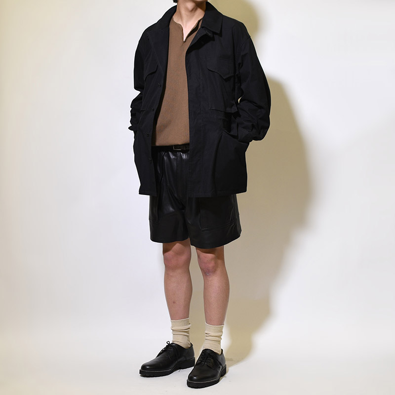 W POCKET SUEDE LEATHER SHORT PANTS -BLACK- | IN ONLINE STORE
