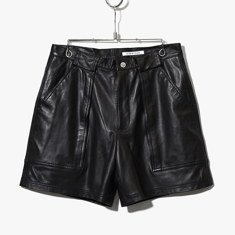 W POCKET SUEDE LEATHER SHORT PANTS -BLACK- | IN ONLINE STORE