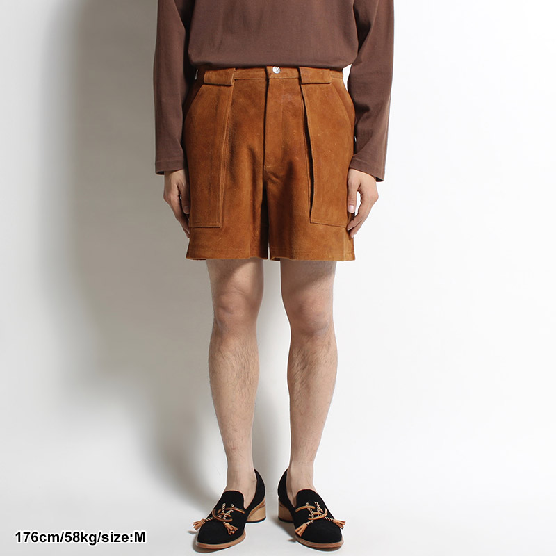 W POCKET SUEDE LEATHER SHORT PANTS -CAMEL- | IN ONLINE STORE