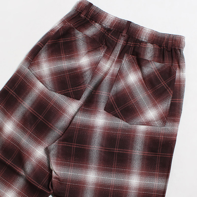 EASY TROUSERS Modal boucle check -WINE-