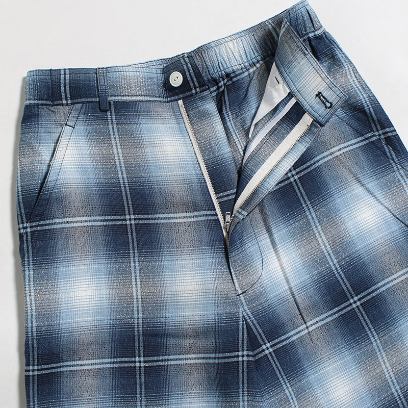 EASY TROUSERS Modal boucle check -BLUE-