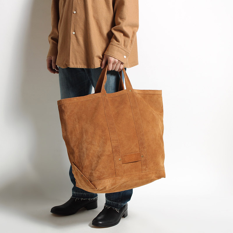 LEATHER TOTE BAG -BROWN-